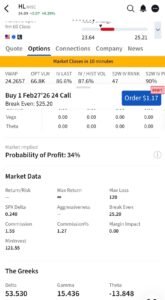 Screenshot of a one leg Call for 260227