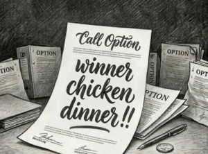 Piece of paper with the words winner winner for a call options.